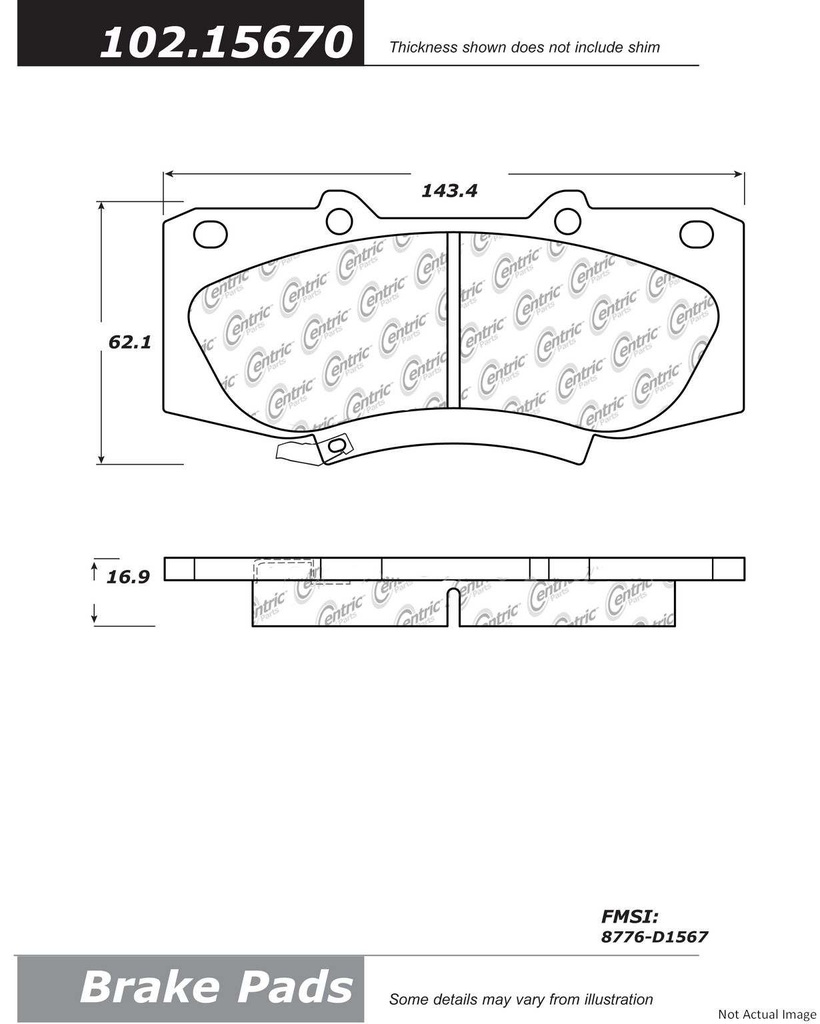 [102.15670] C-Tek Semi-Metallic Brake Pads with Shims Centric Parts